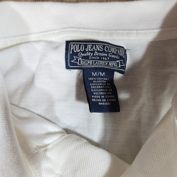 Polo Ralph Lauren Men’s M Polo Shirt White Flag Logo Vintage Patriotic USA July - Picture 3 of 6